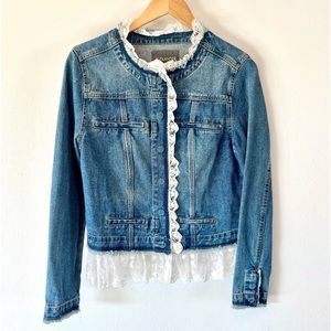 Alexander Jordan Lace and Denim Jean Jacket Size Small